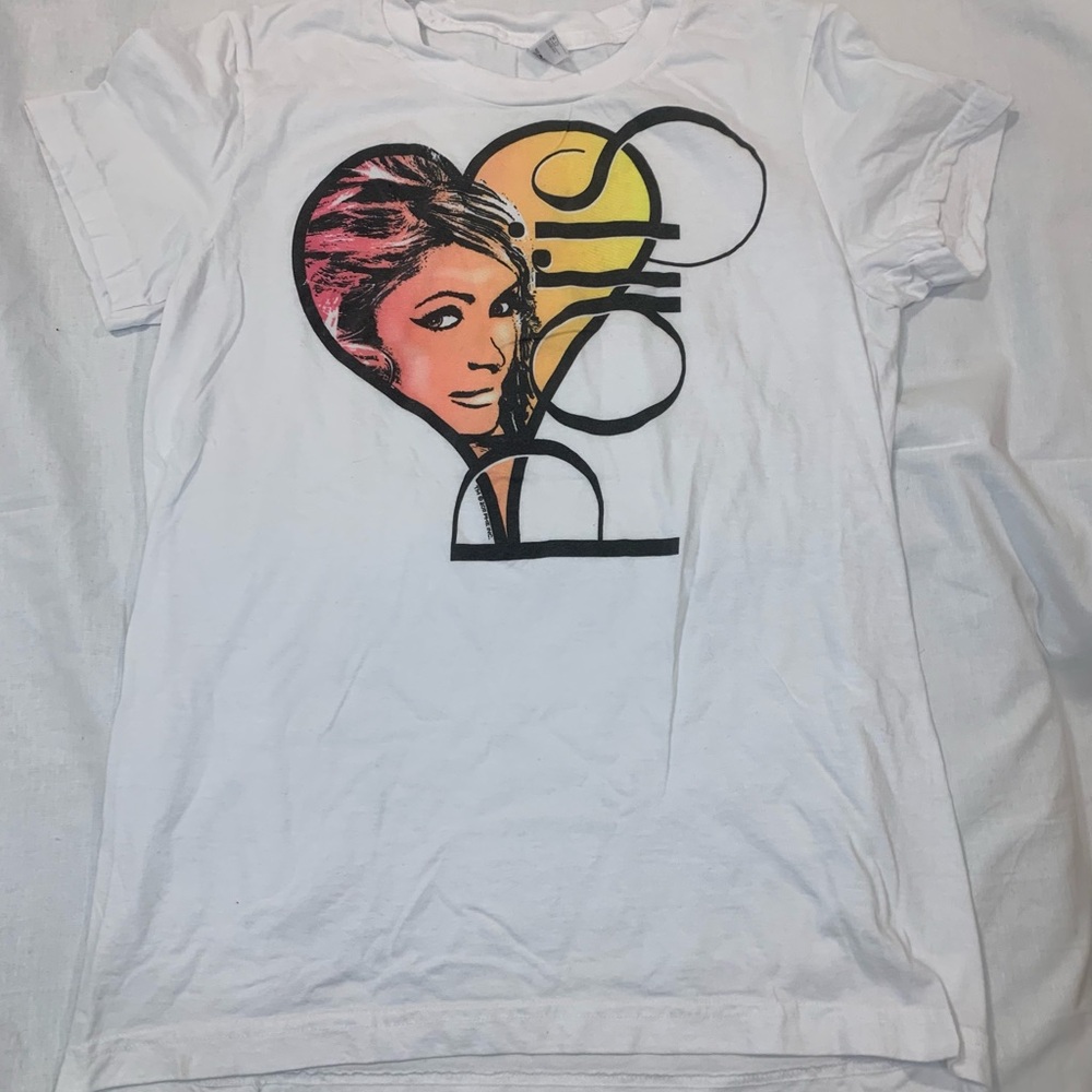American Apparel Paris Hilton Heart Baby T Shirt Women’s Large White Cotton USA